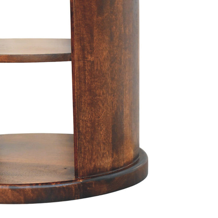 Brown Walnut Veneer Solid Mango Wood Ventura Side Table with Dual Open Shelves
