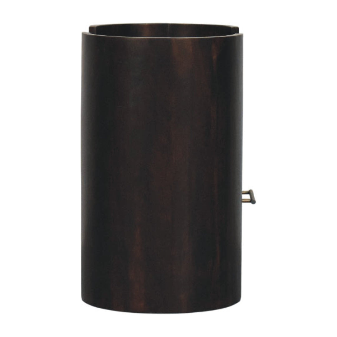 Brown Velvet Solid Mango Wood Nightstand with 1 Drawer, 1 Open Shelf & Classic Grey Finish