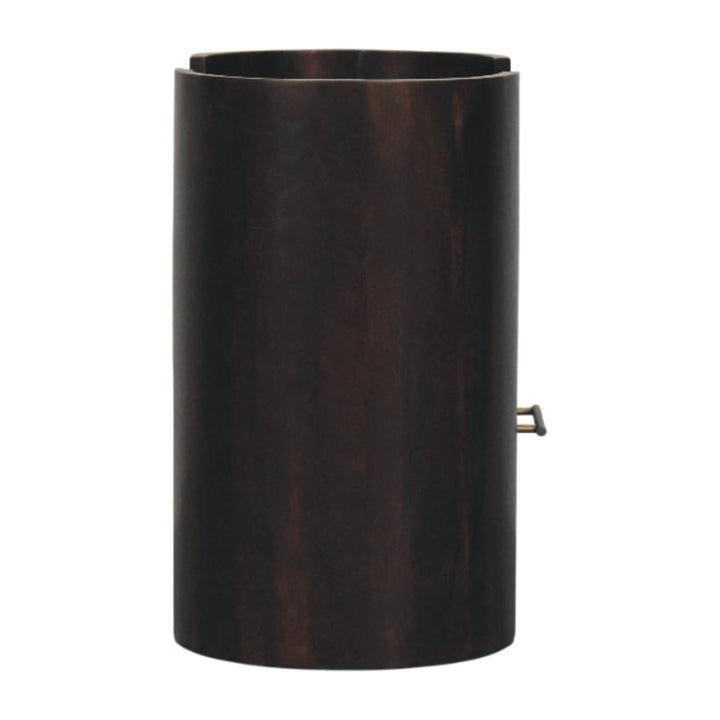 Brown Velvet Solid Mango Wood Nightstand with 1 Drawer, 1 Open Shelf & Classic Grey Finish
