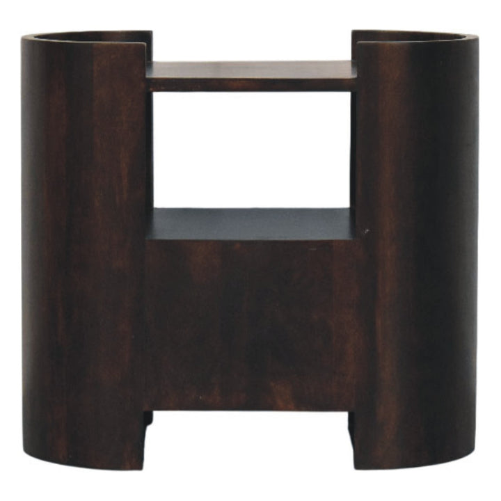 Brown Velvet Solid Mango Wood Nightstand with 1 Drawer, 1 Open Shelf & Classic Grey Finish