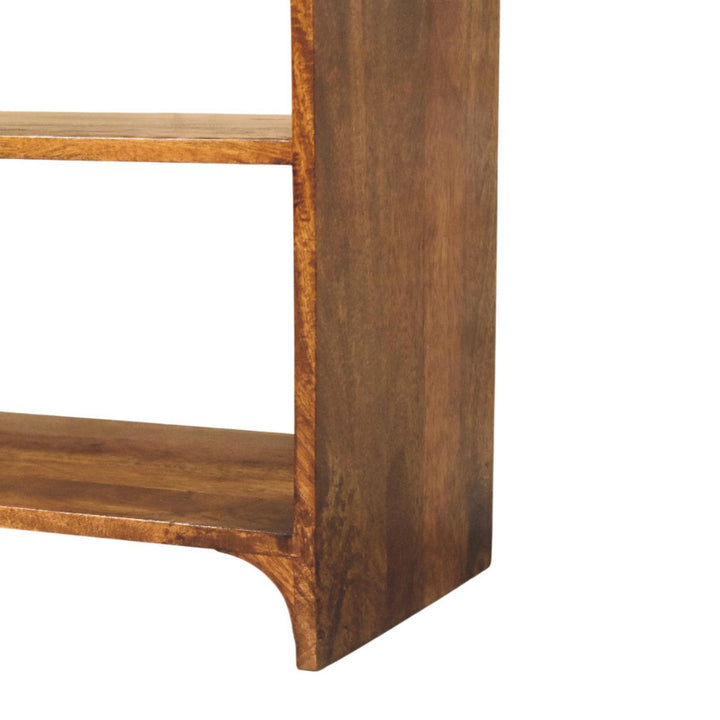 Brown Lacquered Chestnut Solid Mango Wood Ellington Console with 2 Drawers & Open Shelf