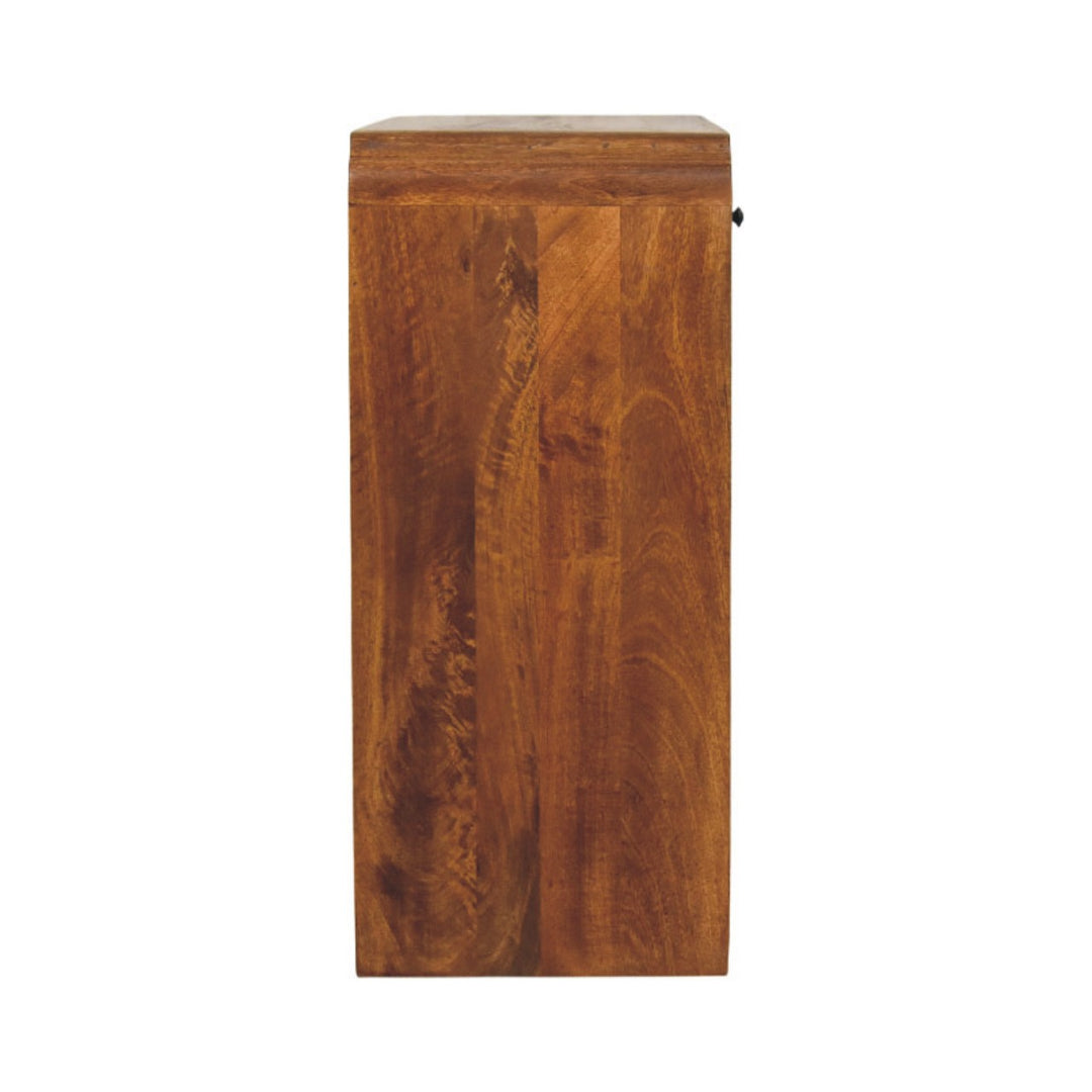 Brown Lacquered Chestnut Solid Mango Wood Ellington Console with 2 Drawers & Open Shelf