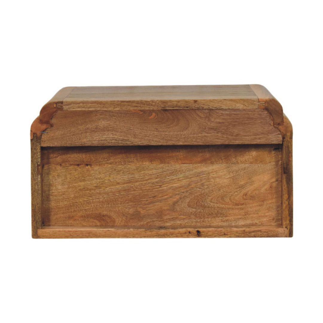 Brown Oak Veneer Solid Mango Wood Avora Wall-Mounted Bedside with White Marble Top