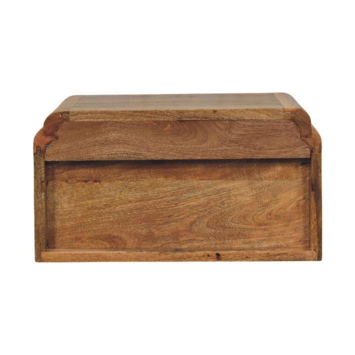 Brown Oak Veneer Solid Mango Wood Avora Wall-Mounted Bedside with White Marble Top