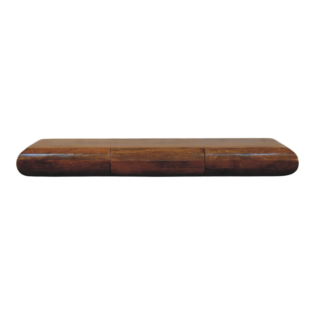 Floating Solid Wood Wall-Mounted Bedside Table – Rounded Edge Nightstand with Hidden Storage