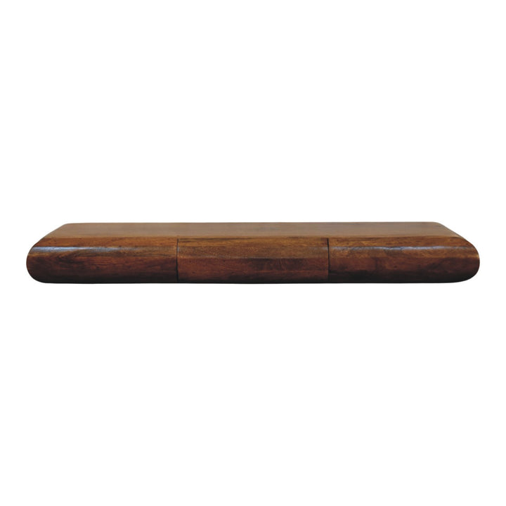 Floating Solid Wood Wall-Mounted Bedside Table – Rounded Edge Nightstand with Hidden Storage