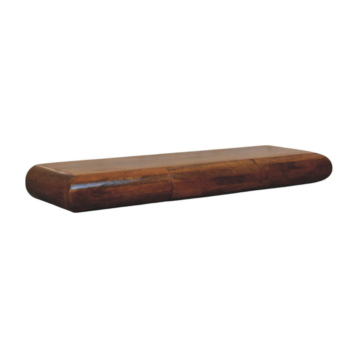 Floating Solid Wood Wall-Mounted Bedside Table – Rounded Edge Nightstand with Hidden Storage