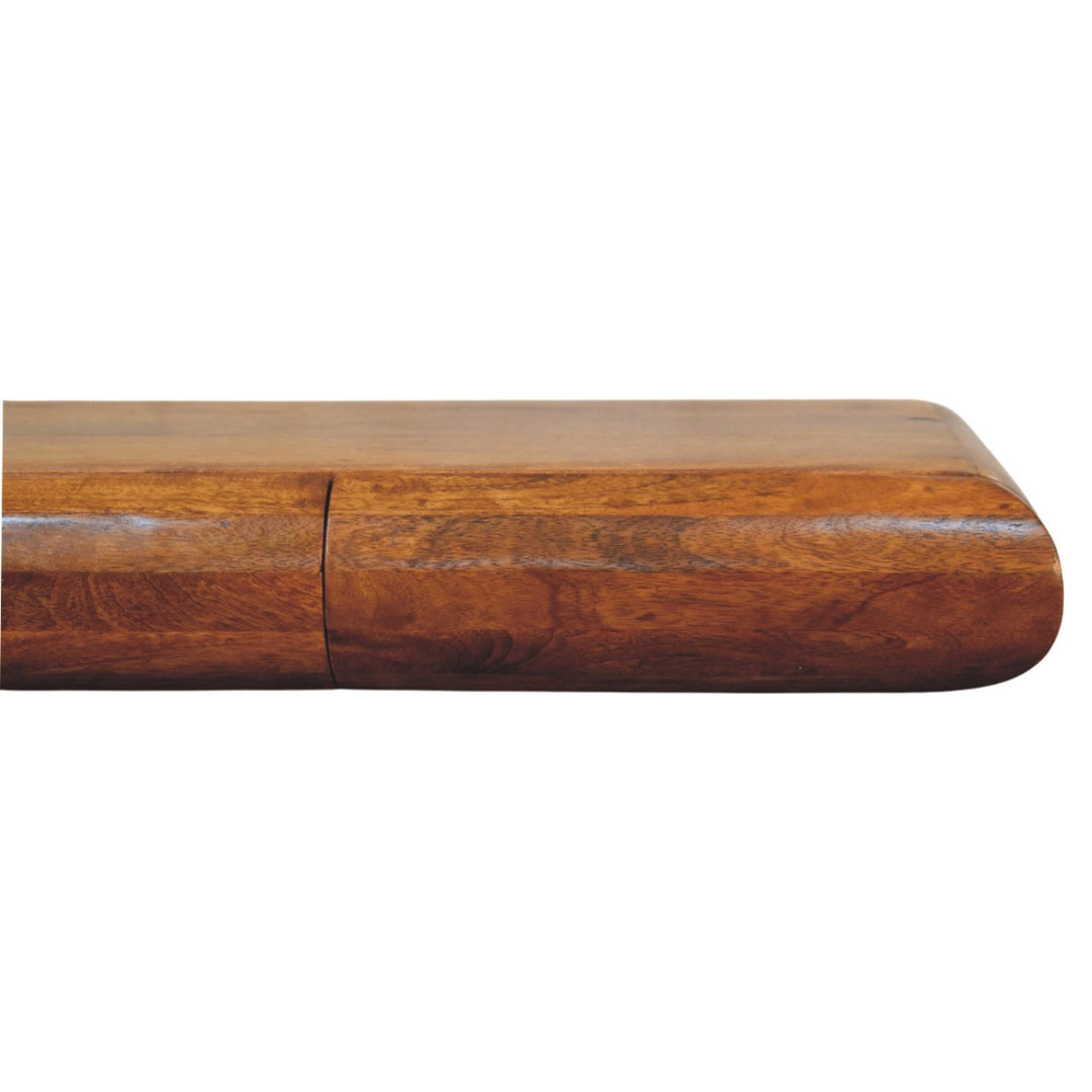 Floating Solid Wood Wall-Mounted Bedside Table – Rounded Edge Nightstand with Hidden Storage