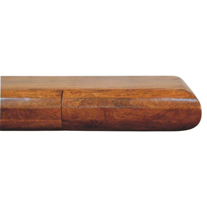 Floating Solid Wood Wall-Mounted Bedside Table – Rounded Edge Nightstand with Hidden Storage