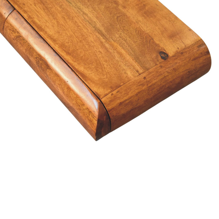 Floating Solid Wood Wall-Mounted Bedside Table – Rounded Edge Nightstand with Hidden Storage