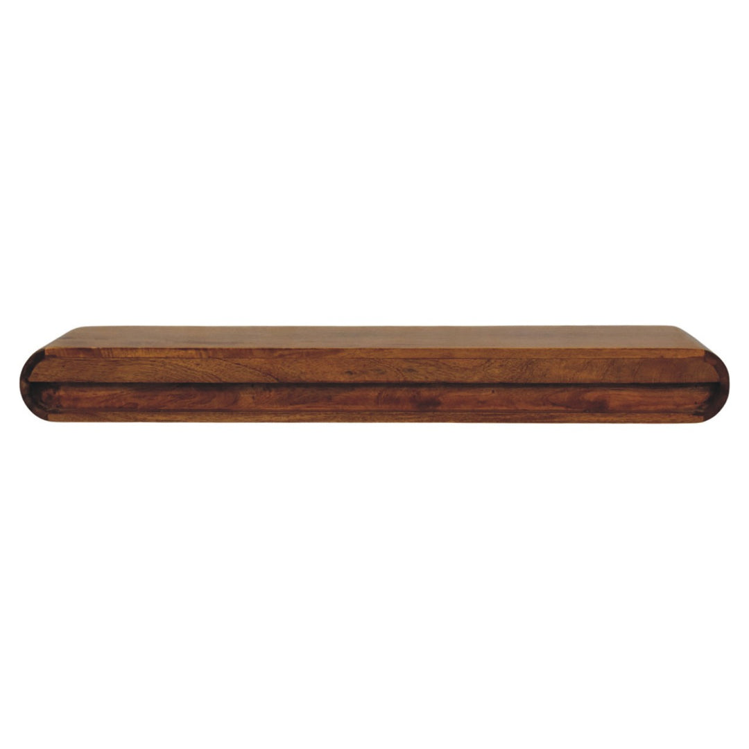 Floating Solid Wood Wall-Mounted Bedside Table – Rounded Edge Nightstand with Hidden Storage
