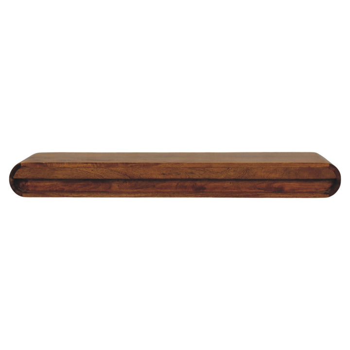 Floating Solid Wood Wall-Mounted Bedside Table – Rounded Edge Nightstand with Hidden Storage