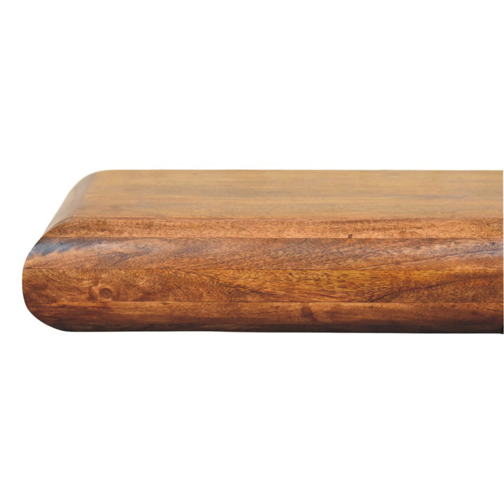 Brown Lacquered Amber Oak Solid Mango Wood Solis Wall Console with 3 Concealed Drawers