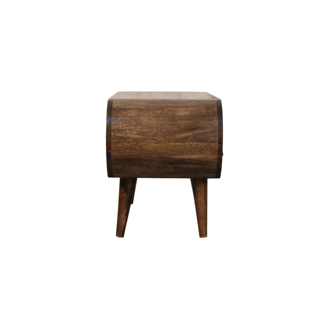 Brown Lacquered Classic Grey Solid Mango Wood 2-Drawer Module TV Stand with Tapered Legs