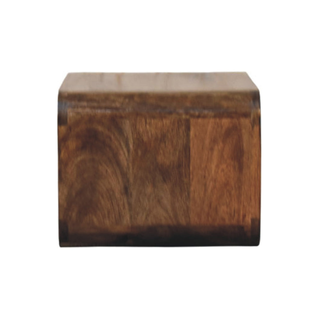 Brown Lacquered Amber Oak Solid Mango Wood Open Slot Wall-Mounted Bedside Table