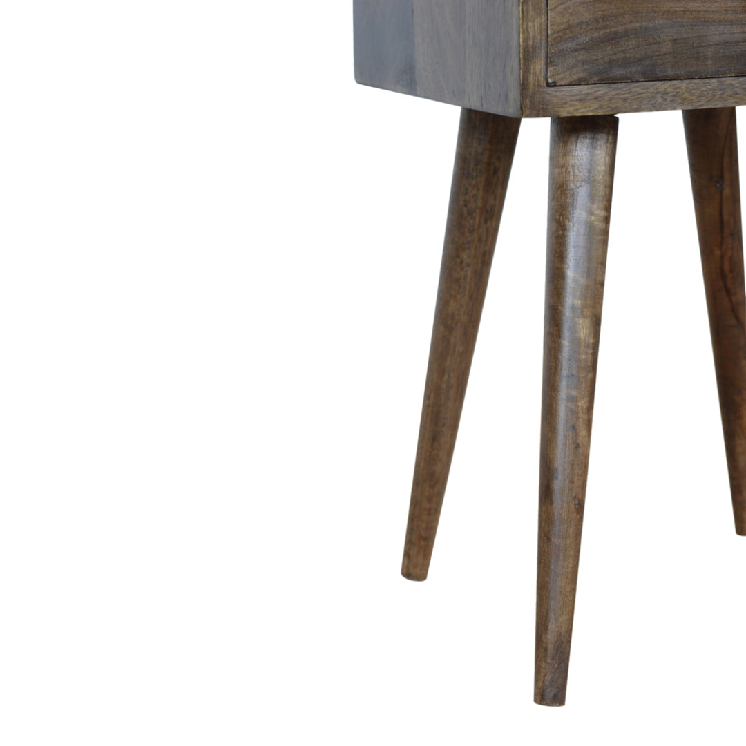 Brown Light Grey Lacquered Solid Mango Wood Mini Faded Grey Bedside Table