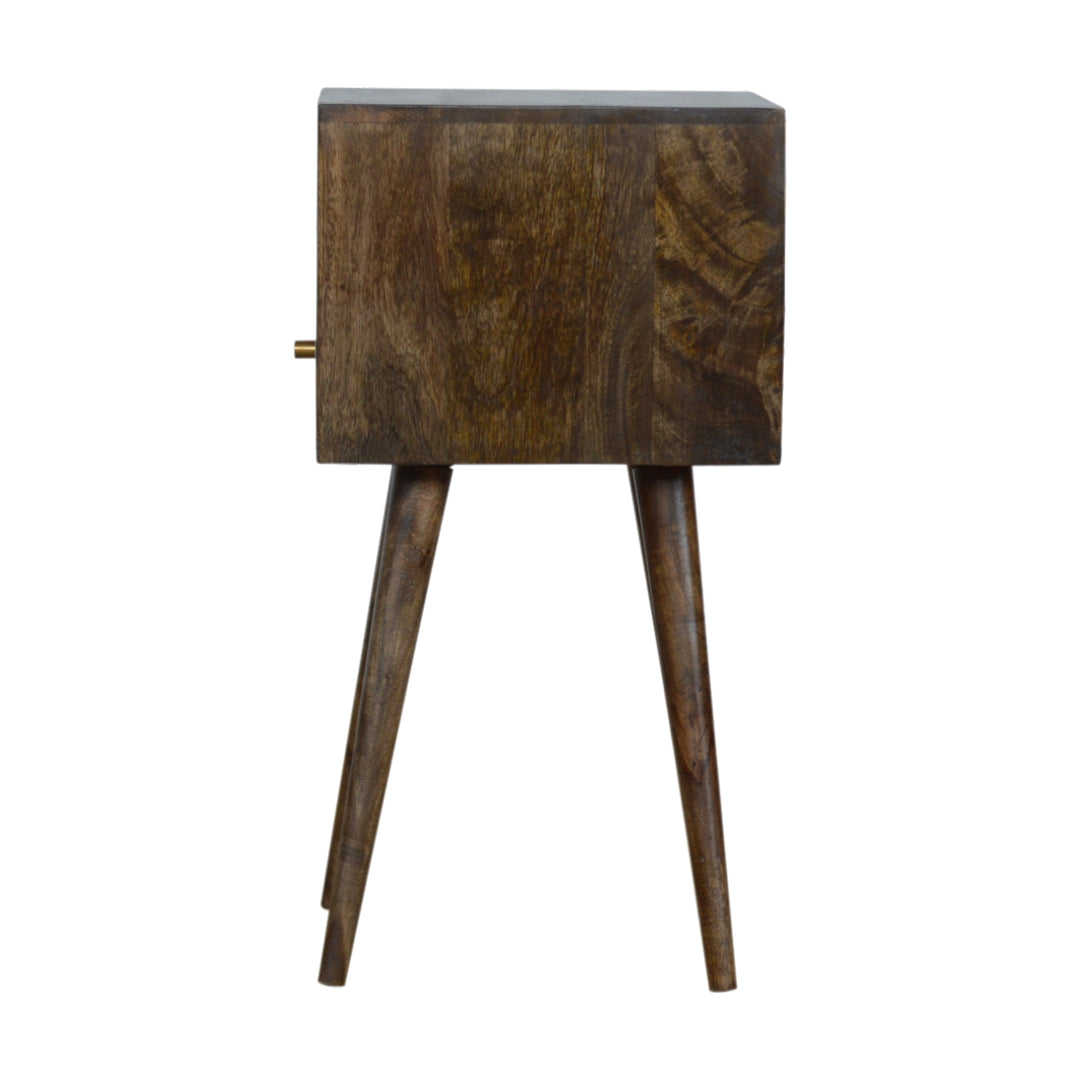 Brown Light Grey Lacquered Solid Mango Wood Mini Faded Grey Bedside Table