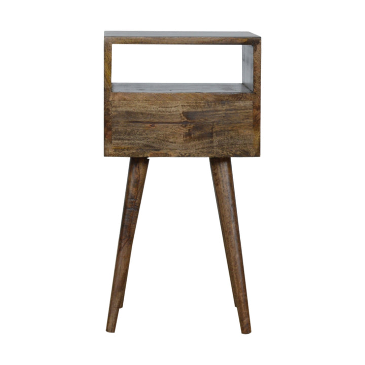 Brown Light Grey Lacquered Solid Mango Wood Mini Faded Grey Bedside Table