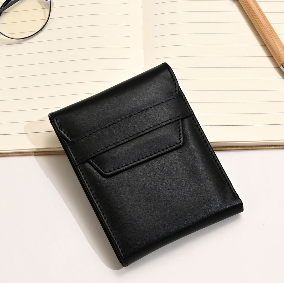 Men’s Leather Wallet 3B Napblk – Premium Black Napa Leather Wallet with Coin Pocket & 6 Card Slots | Elegant Slim Bifold Design