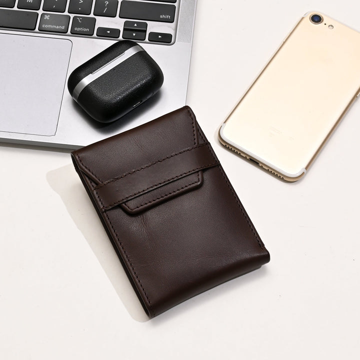 Men’s Leather Wallet 3B Napbrn – Premium Brown Napa Leather Wallet with Coin Pocket & 6 Card Slots | Elegant Slim Bifold Design