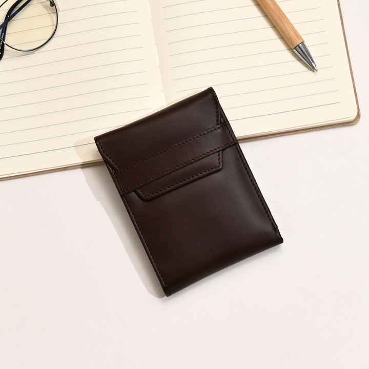 Luxury Brown Napa Leather Wallet – Slim Design with Coin Pocket & Six Card Slots