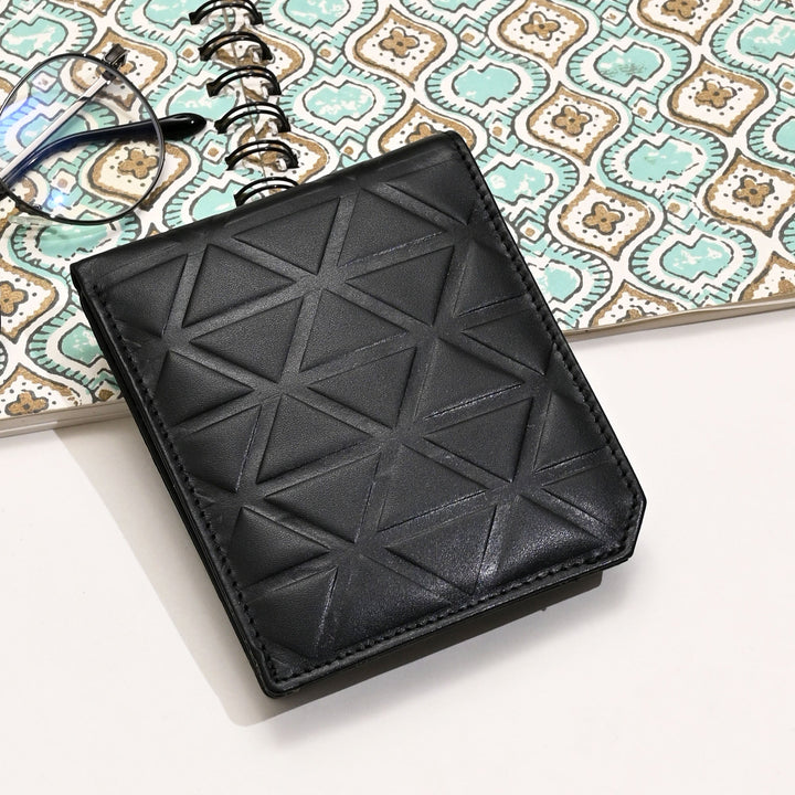 Luxury Black Napa Leather Wallet – Slim Croc Design with Coin Pocket & Card Slots