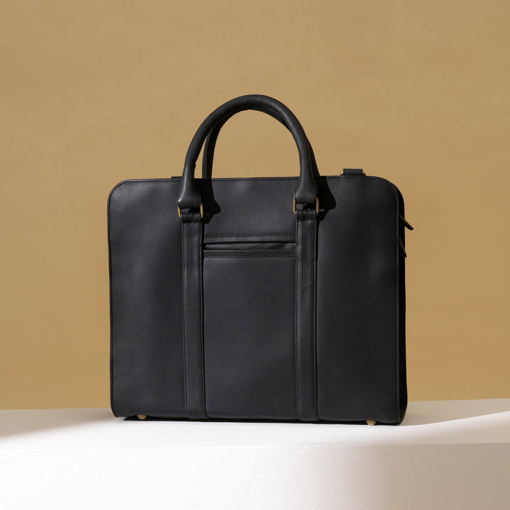 Premium Black Napa Leather Laptop Business Bag for Men & Women – 15.6 Inch Professional Office Bag with Multiple Compartments