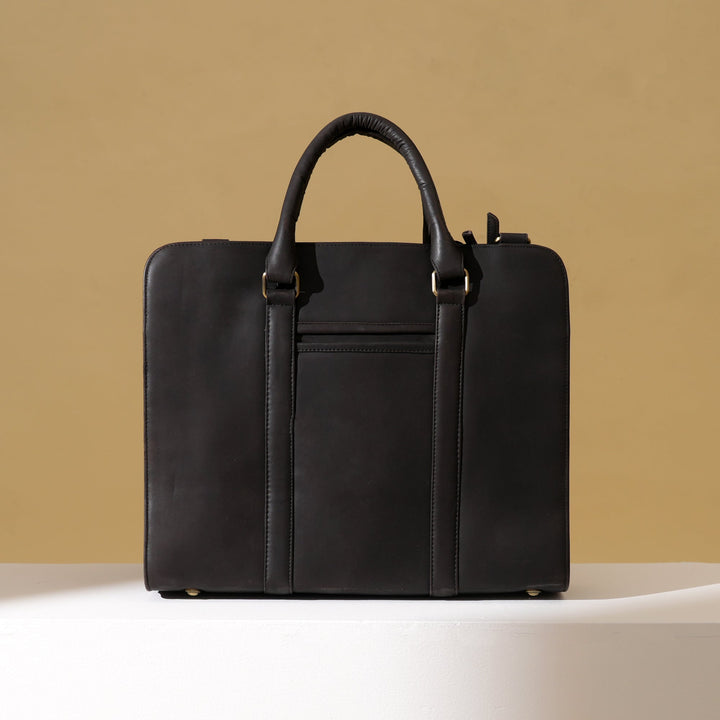 Premium Full-Grain Brown Napa Leather Laptop Business Bag for Men | 15.6 Inch Office & Travel Briefcase with Padded Laptop Sleeve & Multiple Compartments