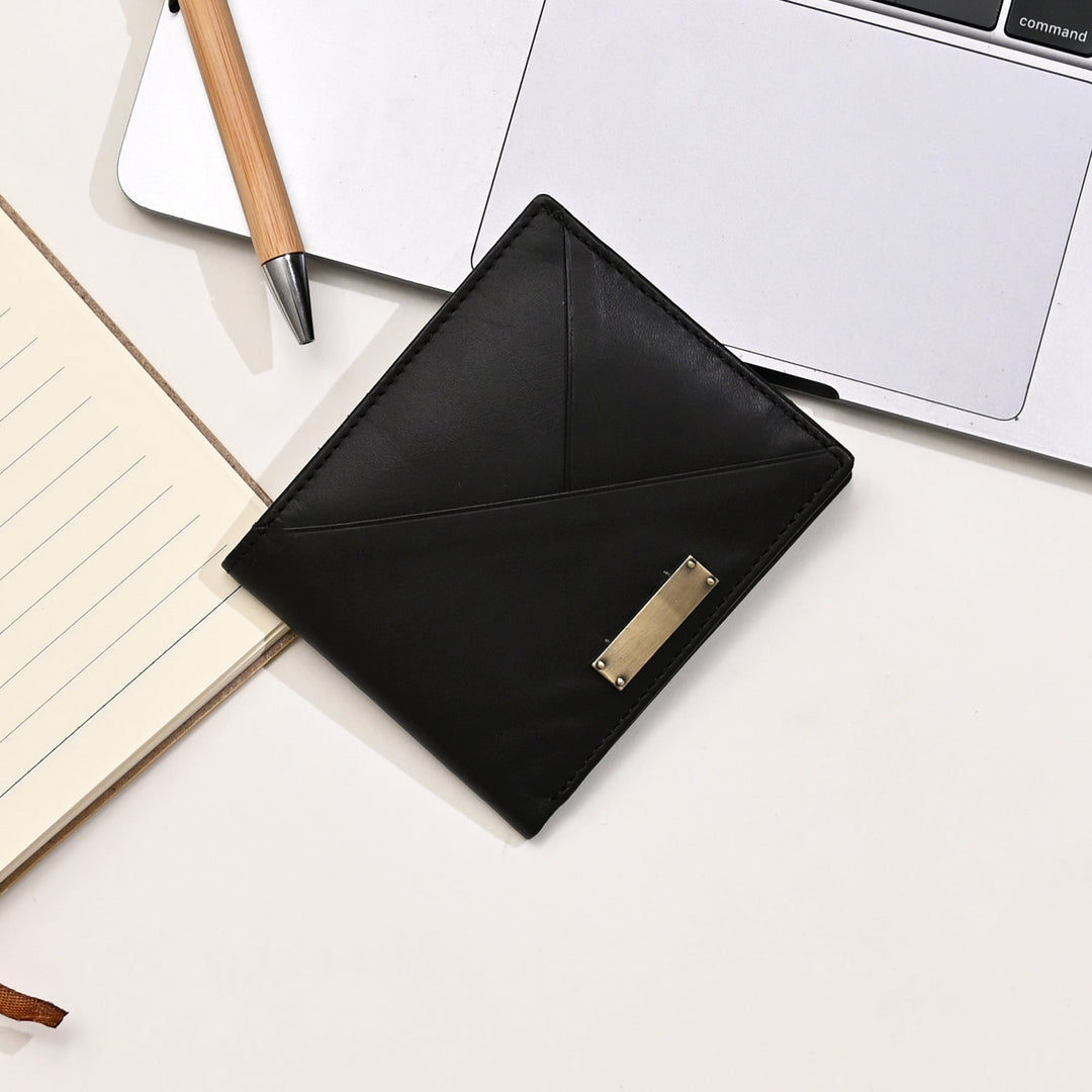 Leather Wallet 1S Crnblk – Premium Black Full-Grain Leather Wallet for Men with Coin Pocket & 6 Card Slots