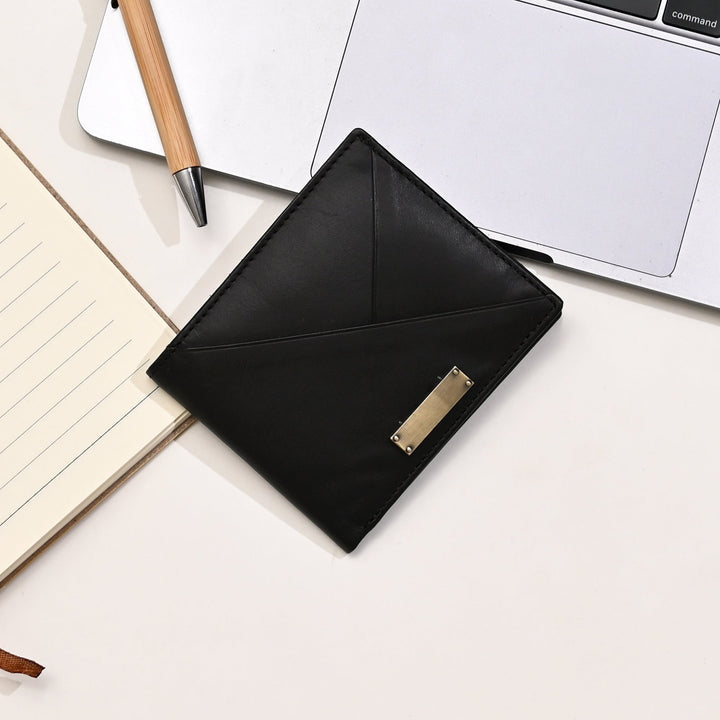 Leather Wallet 1S Crnblk – Premium Black Full-Grain Leather Wallet for Men with Coin Pocket & 6 Card Slots