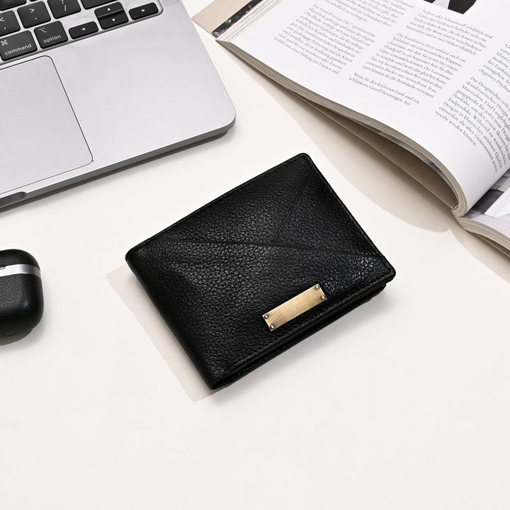 Leather Wallet 1S Grablk – Premium Grained Black Napa Leather Men’s Wallet with Coin Pocket & 6 Card Slots