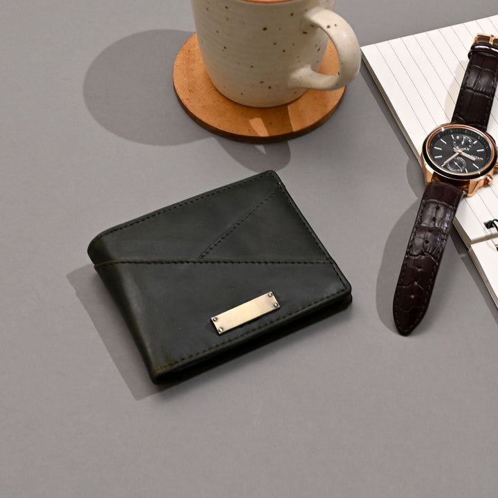 Leather Wallet 2S Crngrn – Premium Green Full-Grain Leather Slim Wallet for Men with Coin Pocket & Card Slots