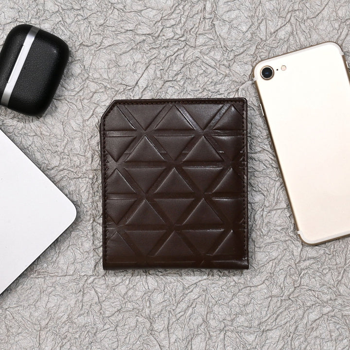 Luxury Brown Napa Leather Wallet – Slim Design with Croc Texture, Coin Pocket & Card Slots