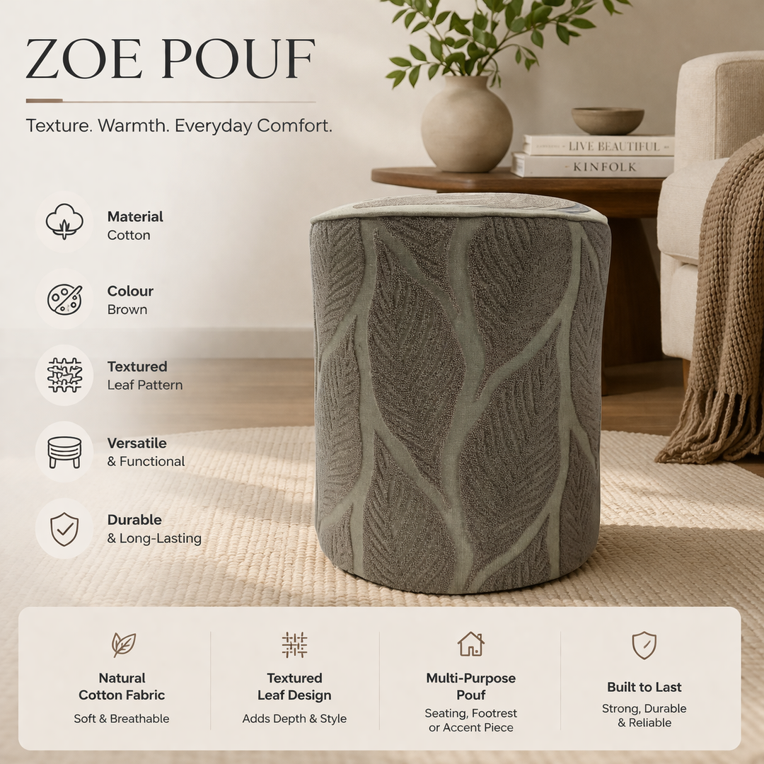 Cotton Pouf – Zoe Embroidered Design – 40x45 cm