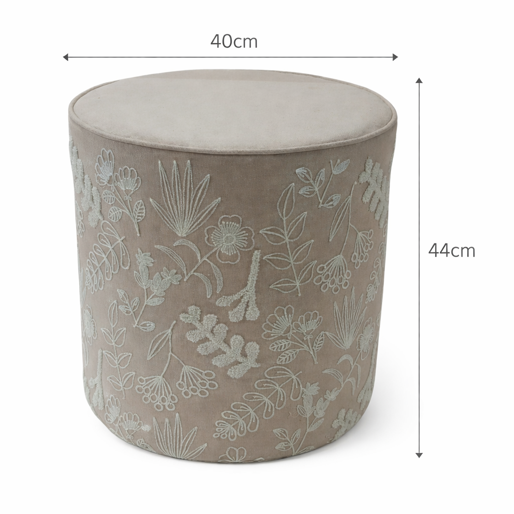 Cotton Pouf – Elora Embroidered Design – 40x45 cm