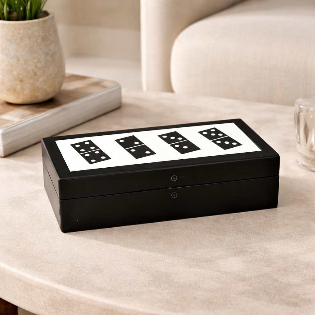 Black Resin MDF Domino Box | MDF Storage Case