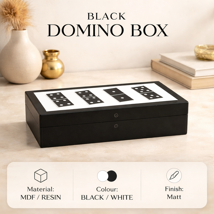 Luxury Black Resin Domino Set with MDF Storage Box