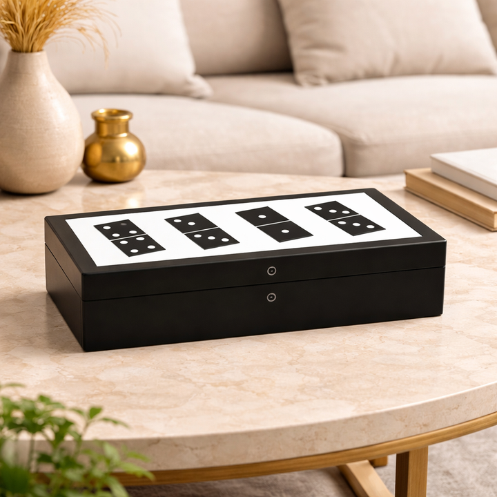 Luxury Black Resin Domino Set with MDF Storage Box
