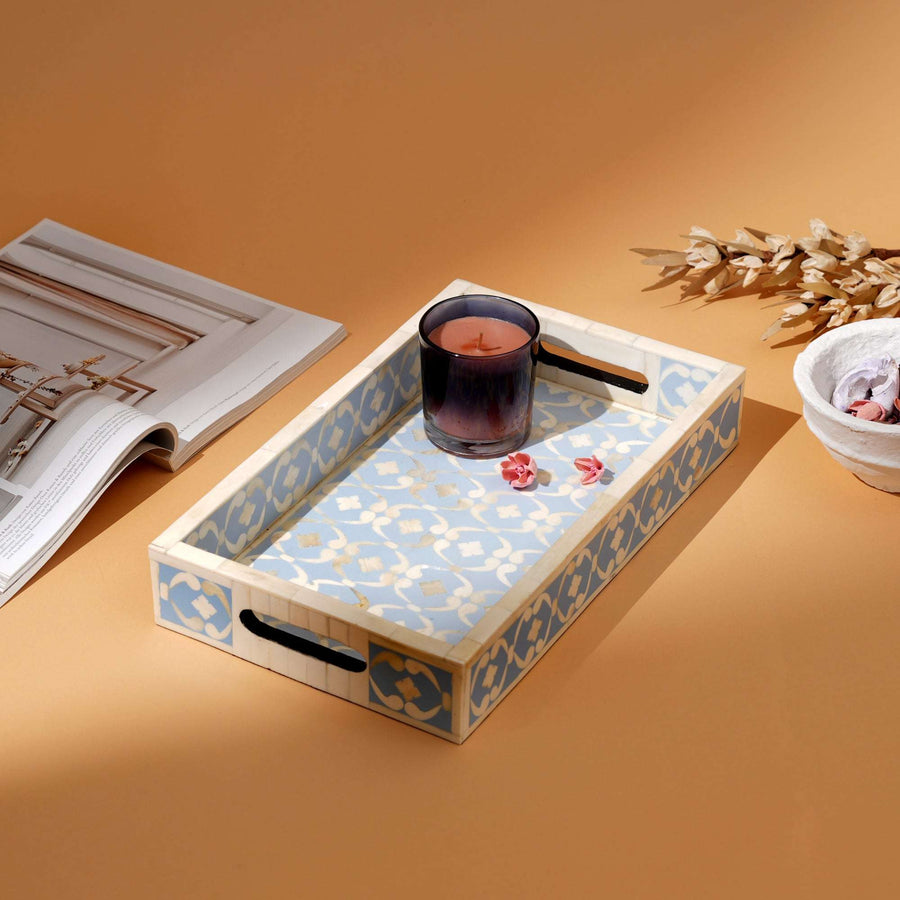 Floral Bone Inlay Decorative Tray