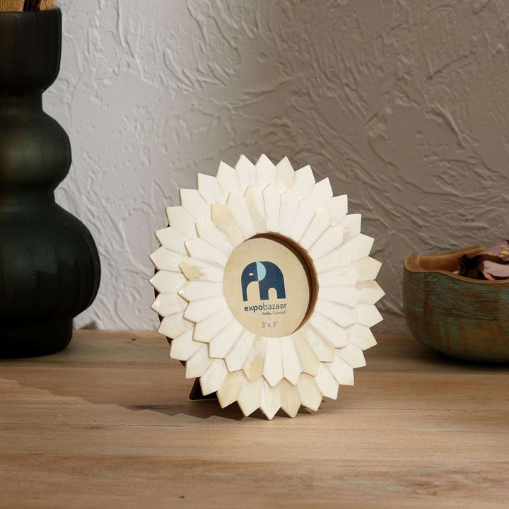 Sunflower Bone Inlay Photo Frame – 3x3 inches