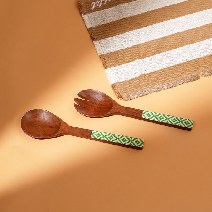 Wooden Paper Print Salad Server