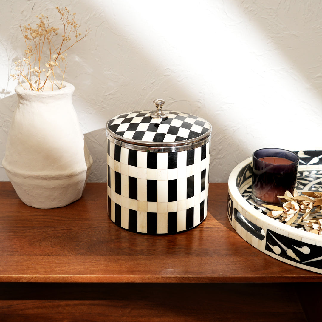 Checkered Inlay Ice Bucket