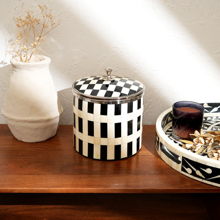 Checkered Inlay Ice Bucket