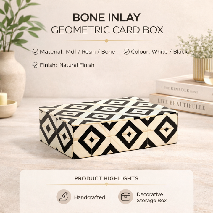 Geometric Bone Inlay Card Box