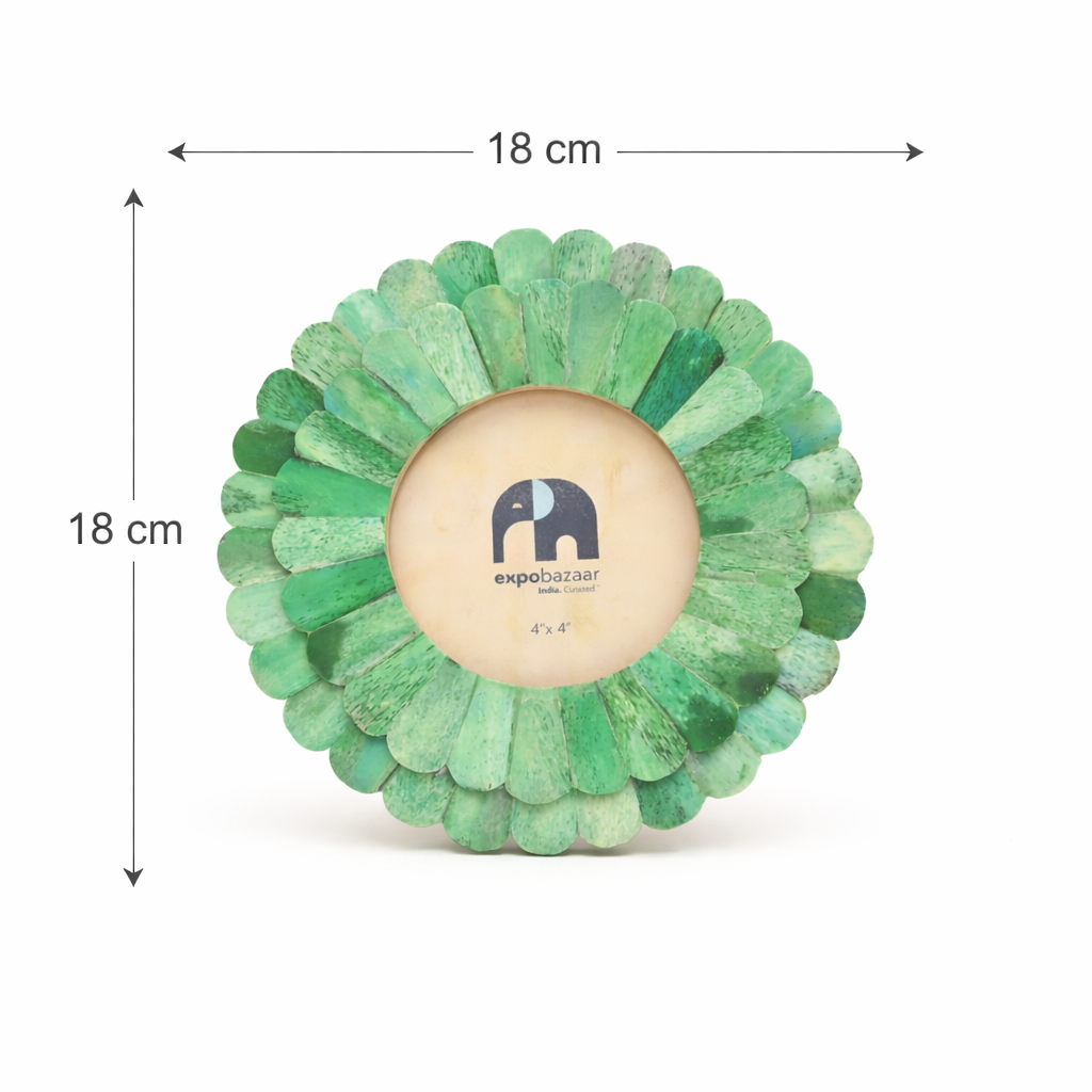Round Sunflower Photo Frame – Green