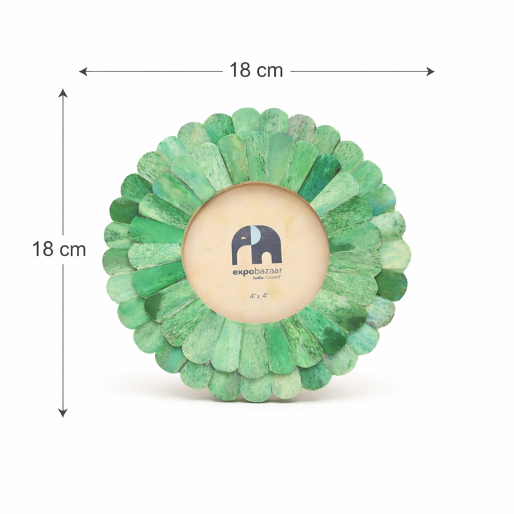 Round Sunflower Photo Frame – Green