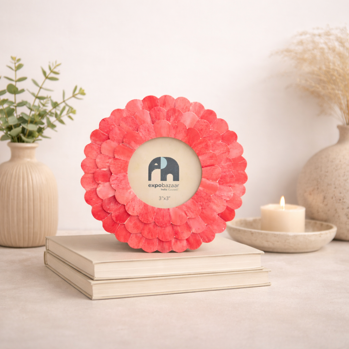 Round Sunflower Photo Frame – Pink