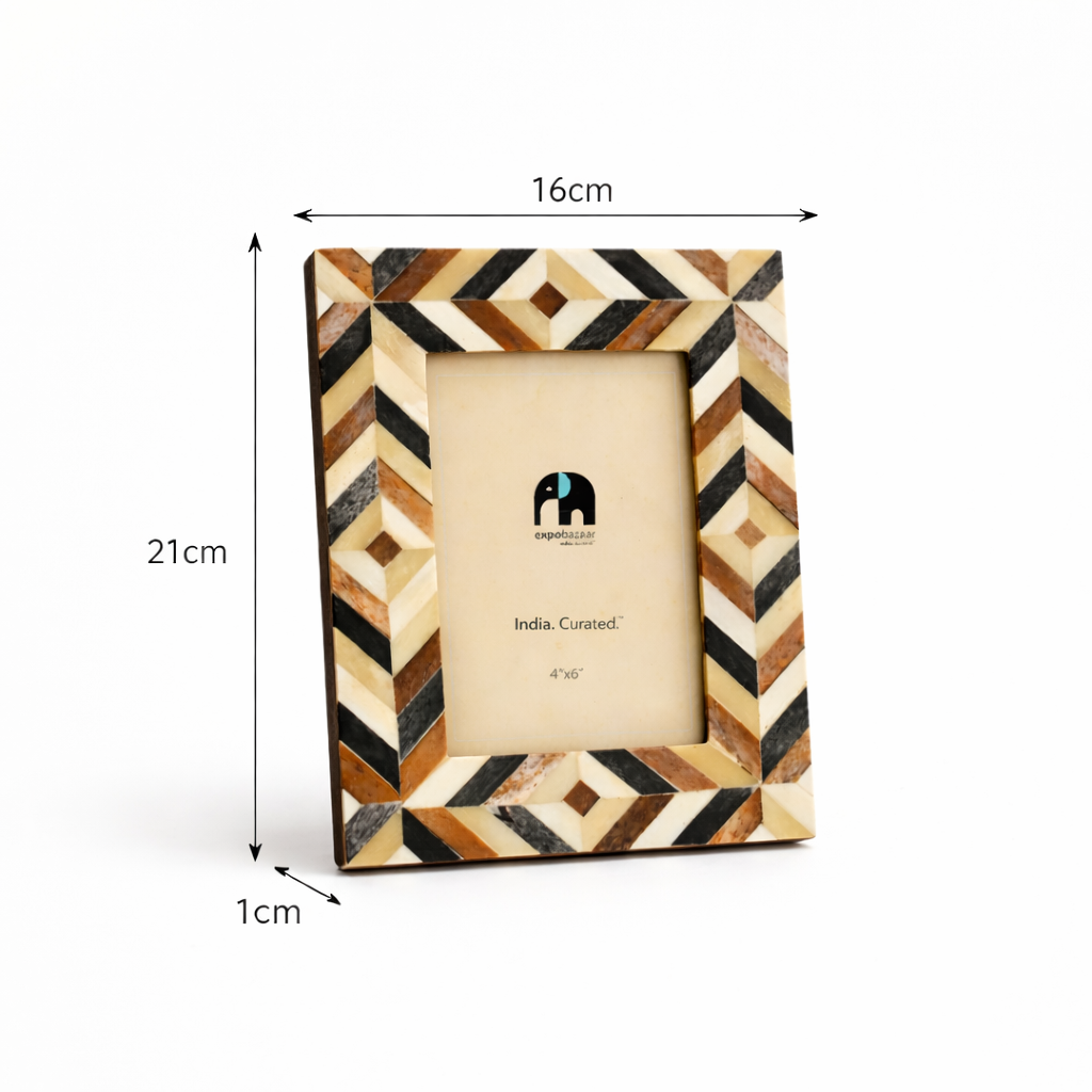 Brick Pattern Inlay Photo Frame – 4x6 inches