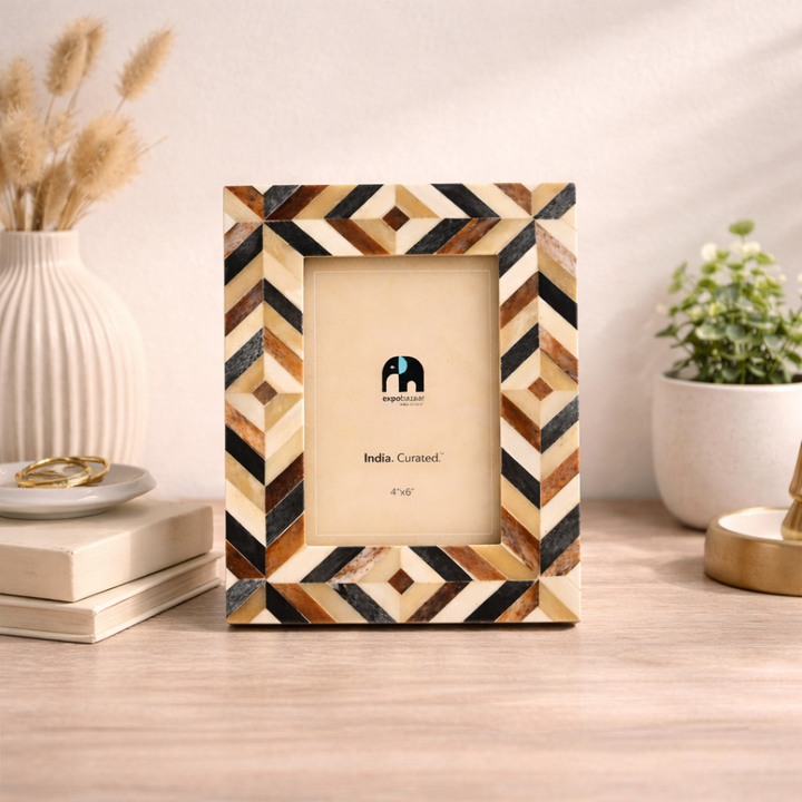 Brick Pattern Inlay Photo Frame – 4x6 inches