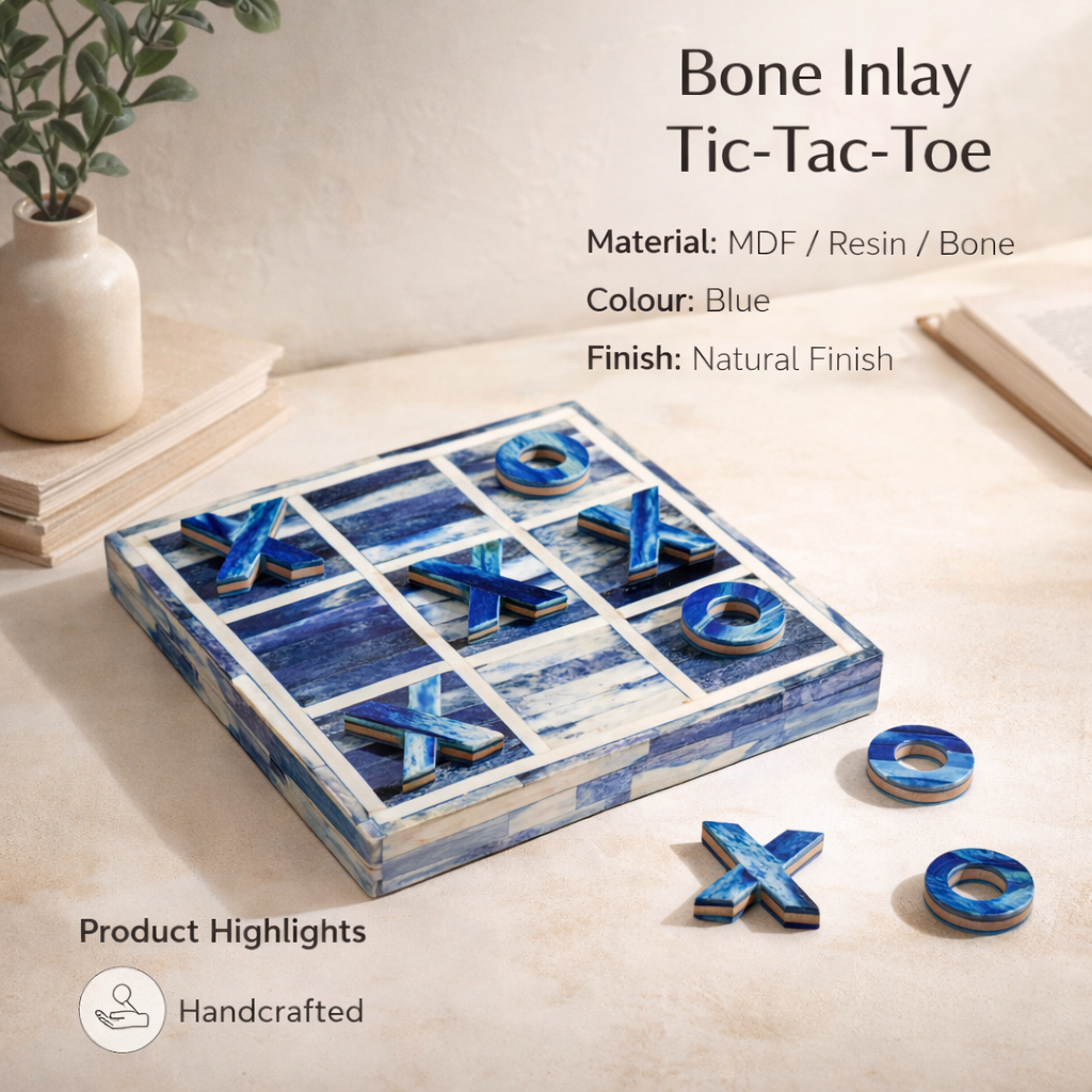 Bone Inlay Tic-Tac-Toe Game Set